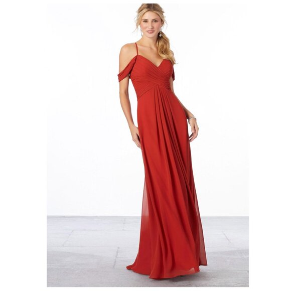 Cold Shoulder Bridesmaid Dress in powder blue - Picture 9 of 9